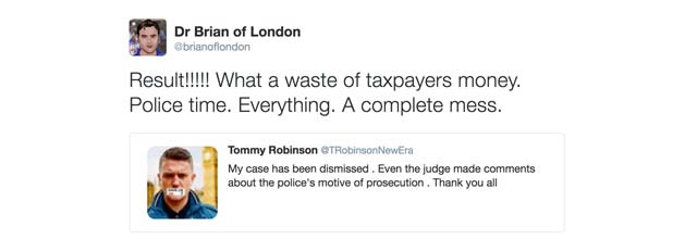Tommy Robinson - case dismissed